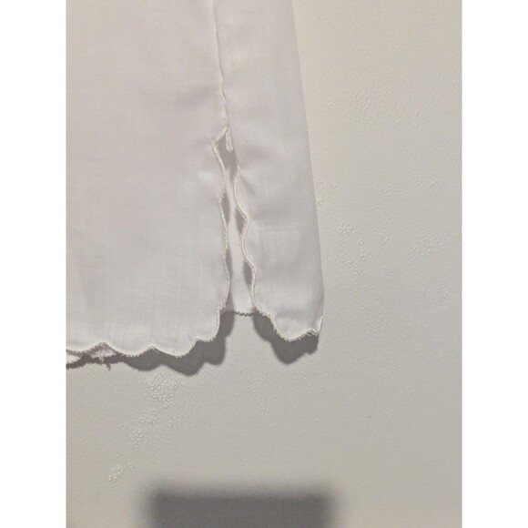 Vintage 60s White Emb Cotton Blend Fabric Full Slip Dress Sz 36 Scalloped Hem - Picture 4 of 6